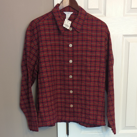 J. Crew Women's Plaid Pajama Set - Red and Blue Tartan 100% Cotton - Picture 4 of 9